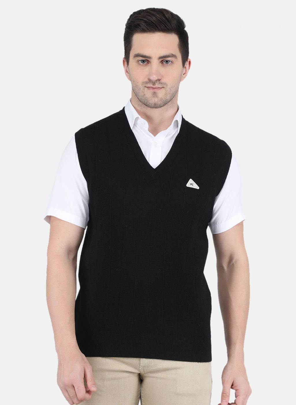 Men Black Solid Sweater