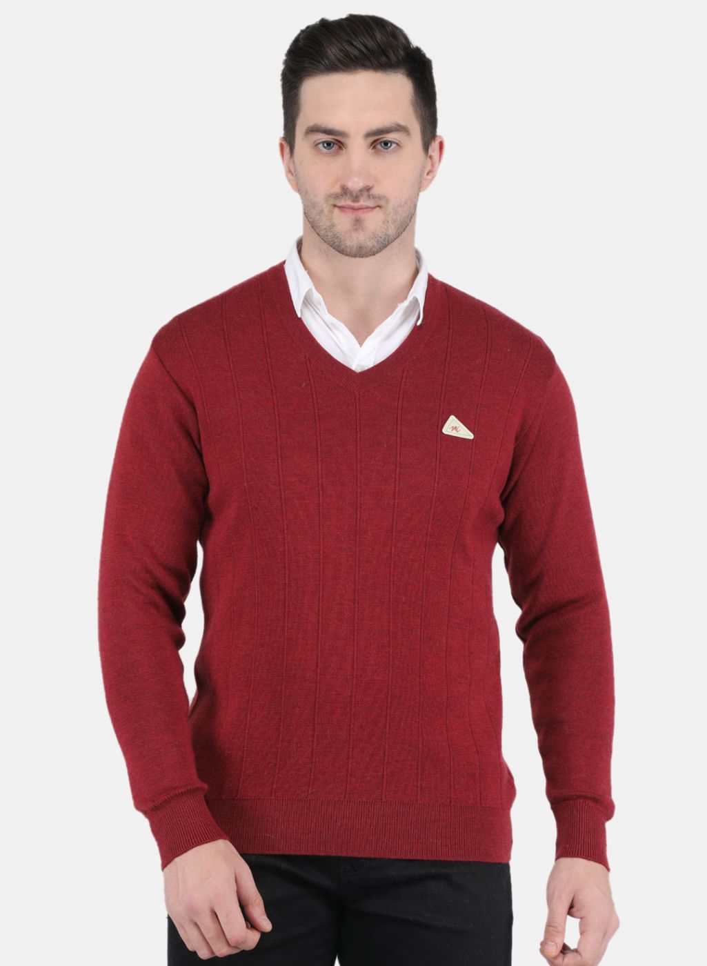 Men Maroon Solid Pullover