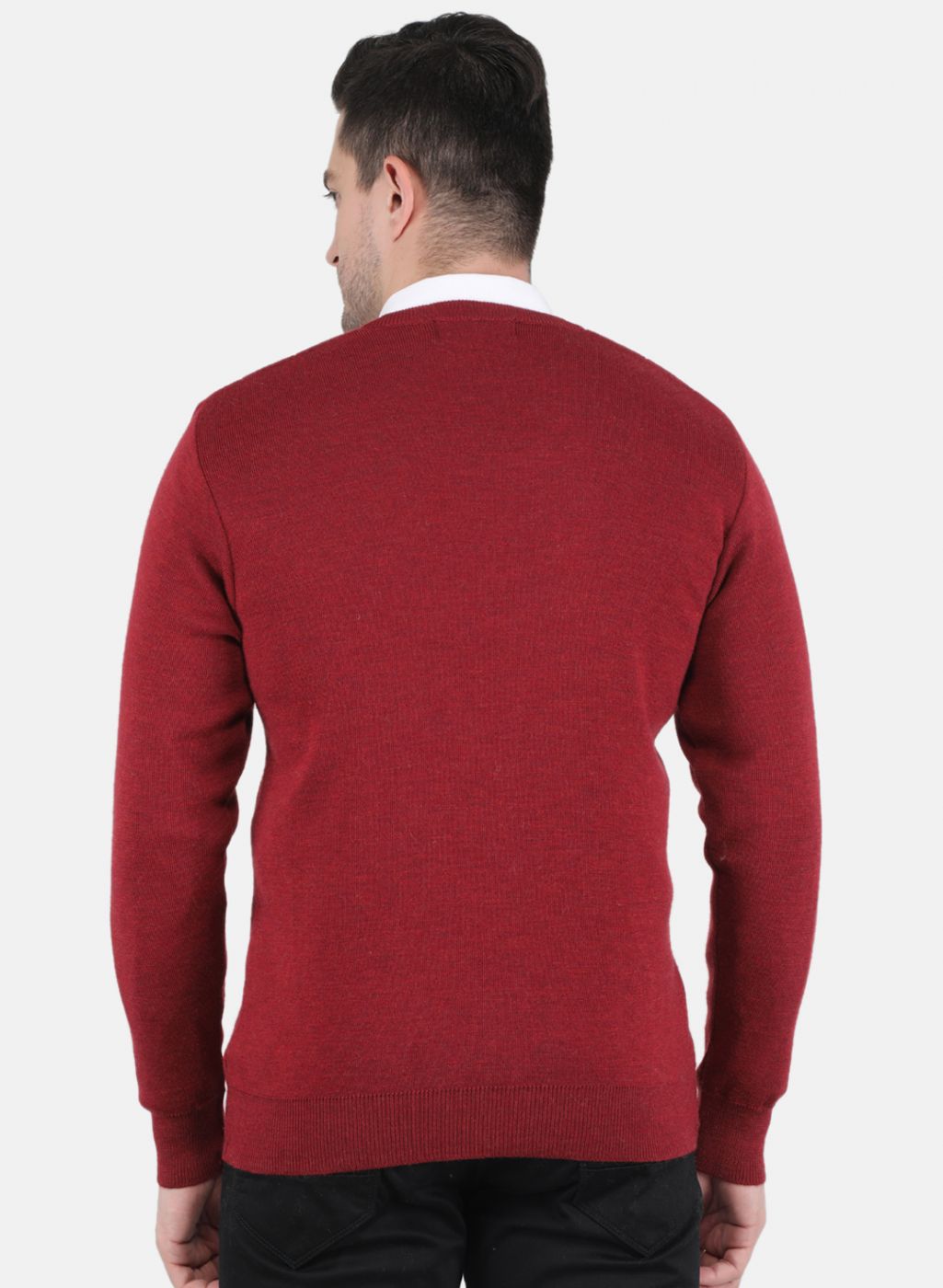 Men Maroon Solid Pullover