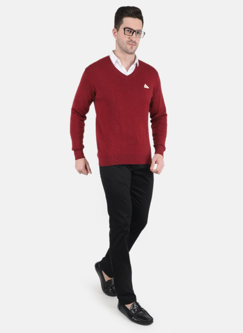Men Maroon Solid Pullover