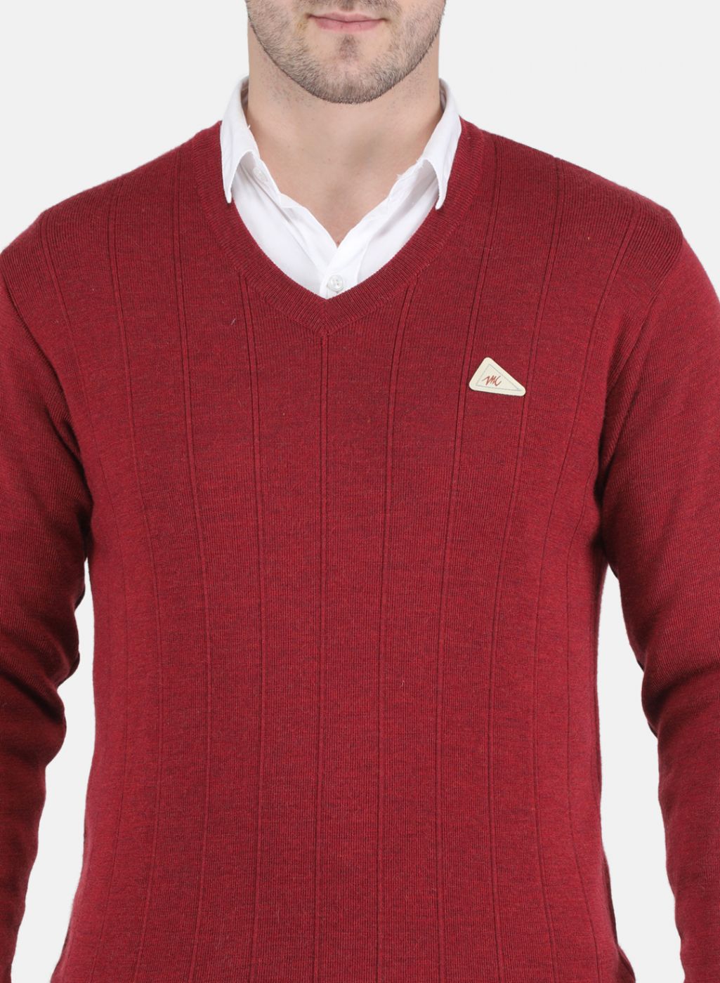 Men Maroon Solid Pullover