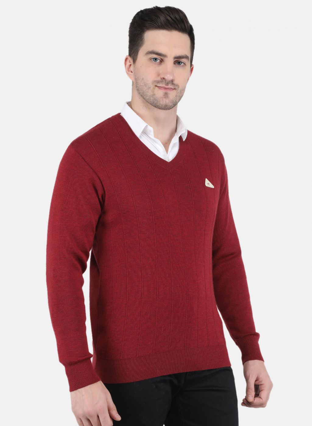 Men Maroon Solid Pullover