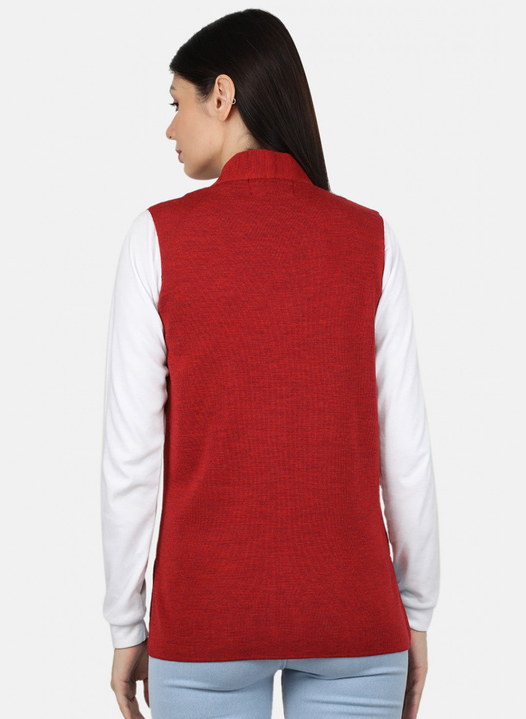 Women Red Solid Cardigan