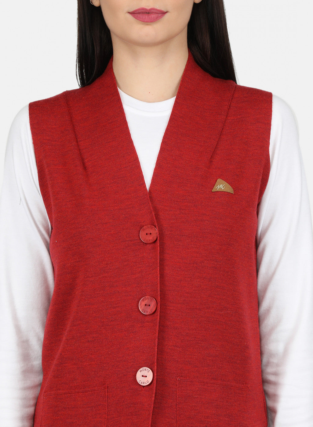 Women Red Solid Cardigan
