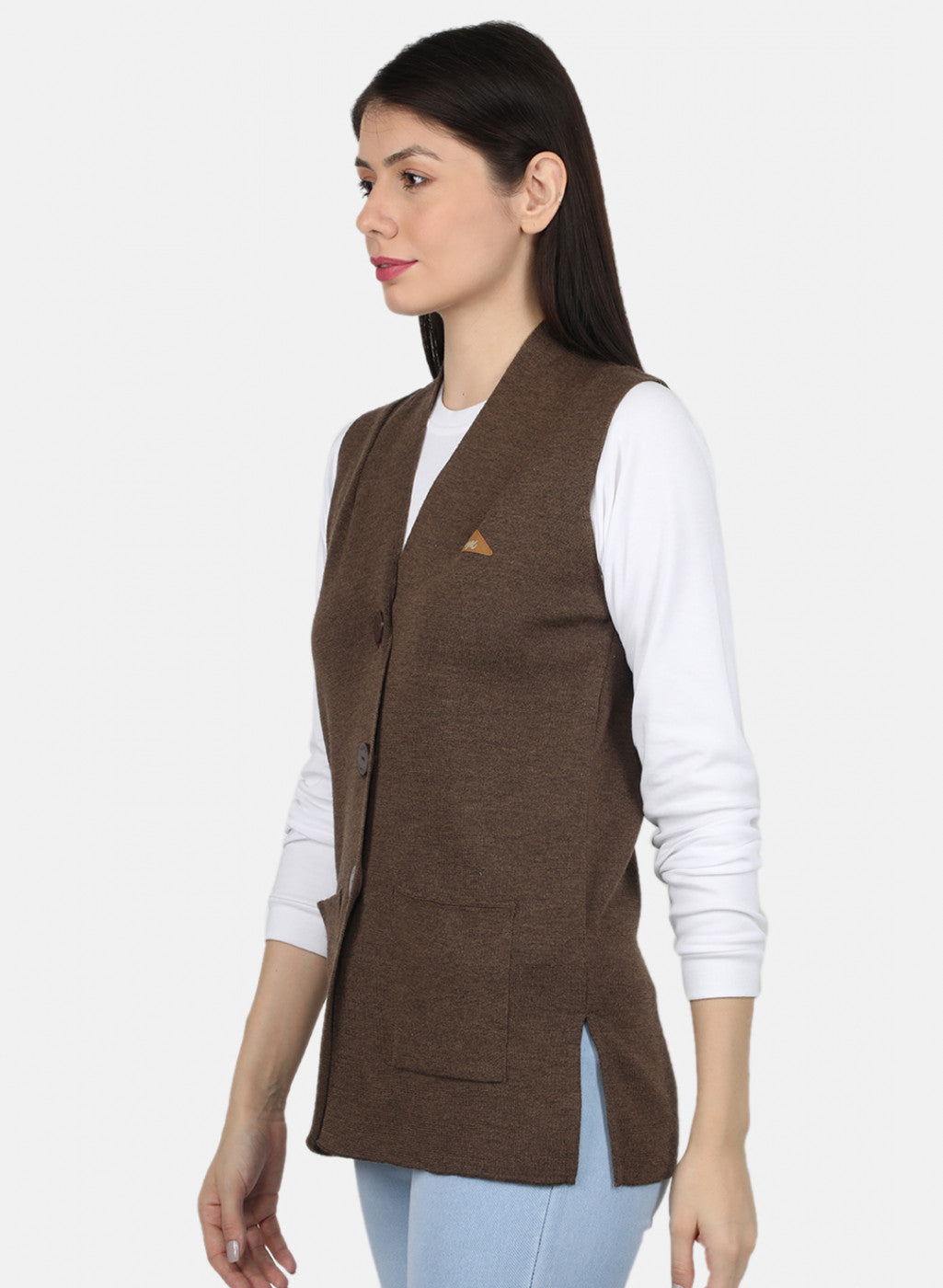 Women Brown Solid Cardigan