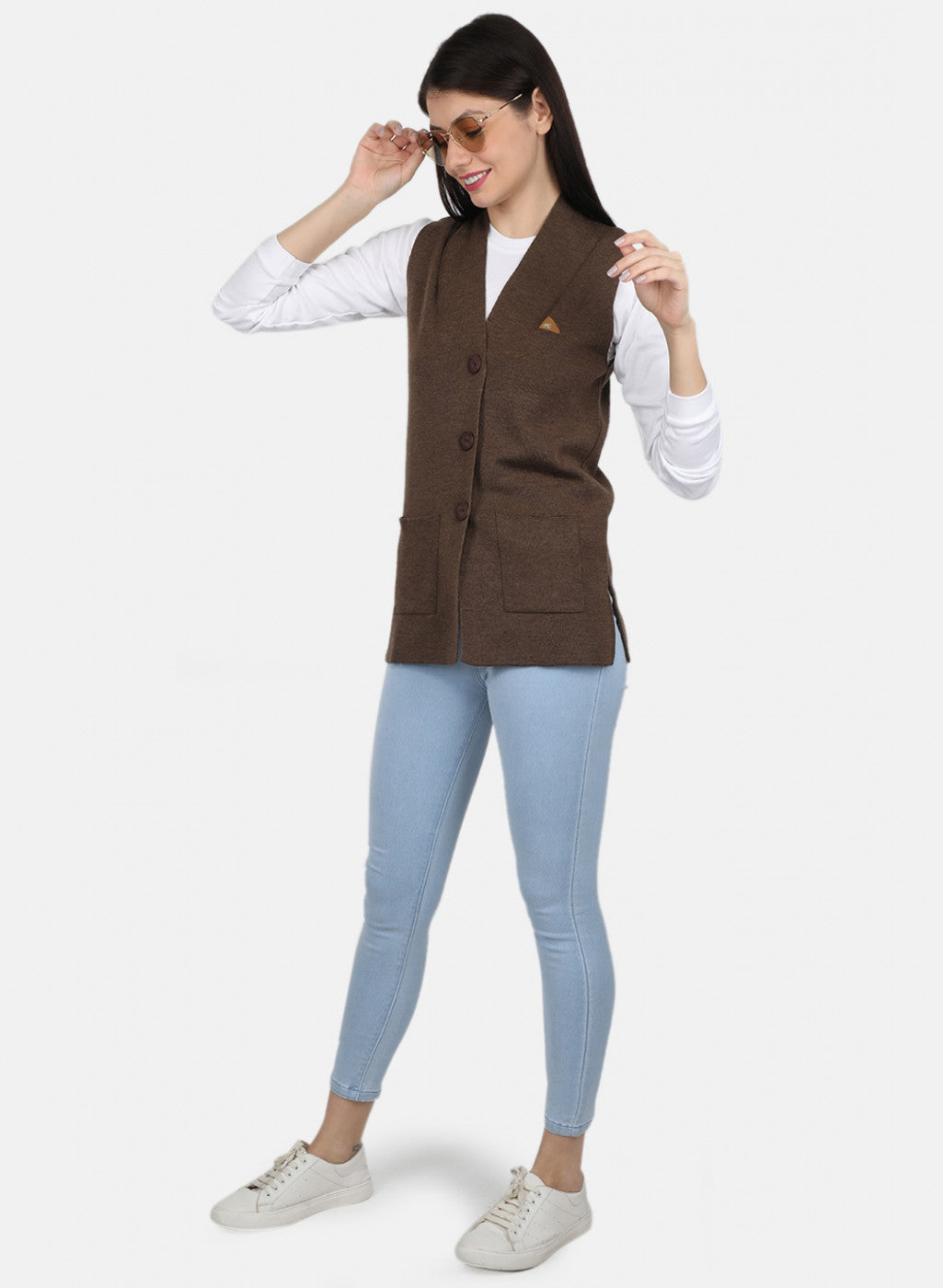 Women Brown Solid Cardigan