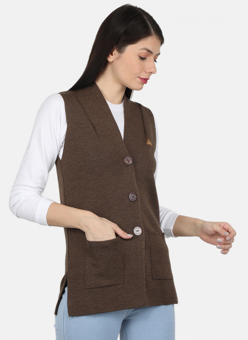 Women Brown Solid Cardigan