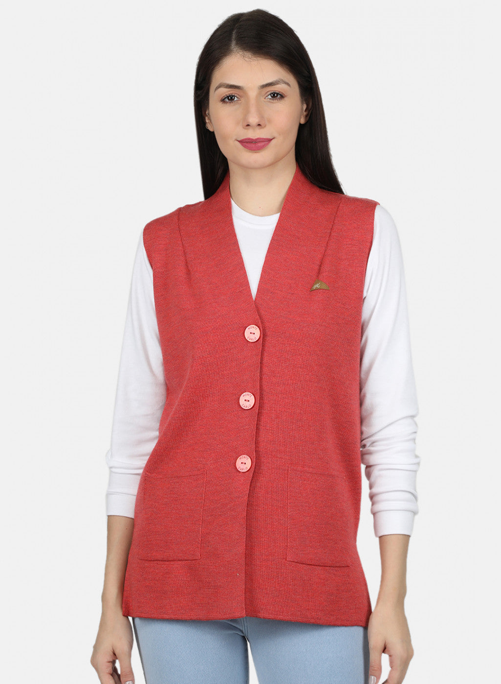 Women Light Red Solid Cardigan
