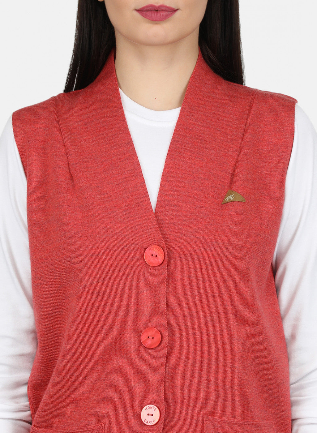 Women Light Red Solid Cardigan