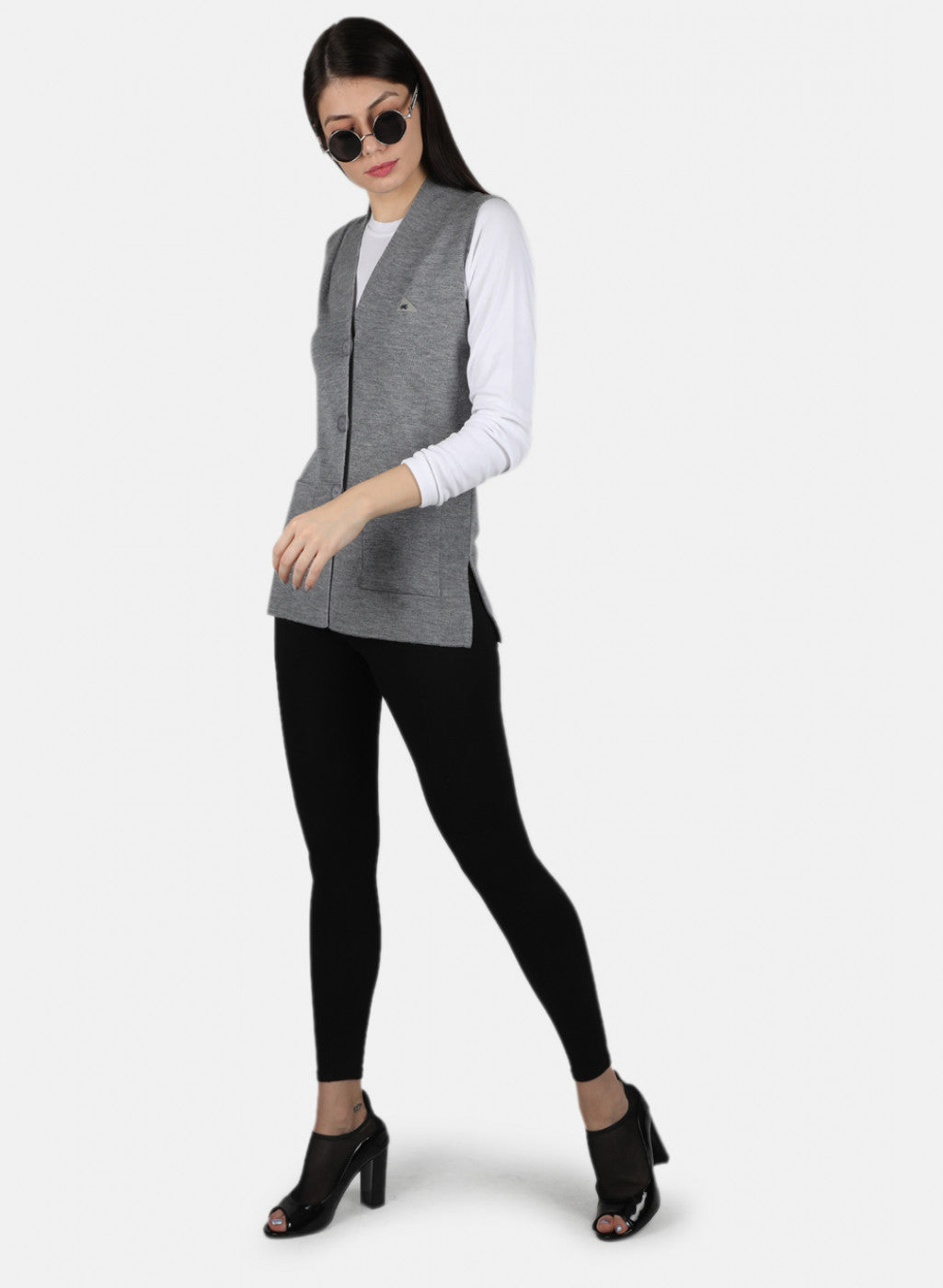 Women Grey Solid Cardigan