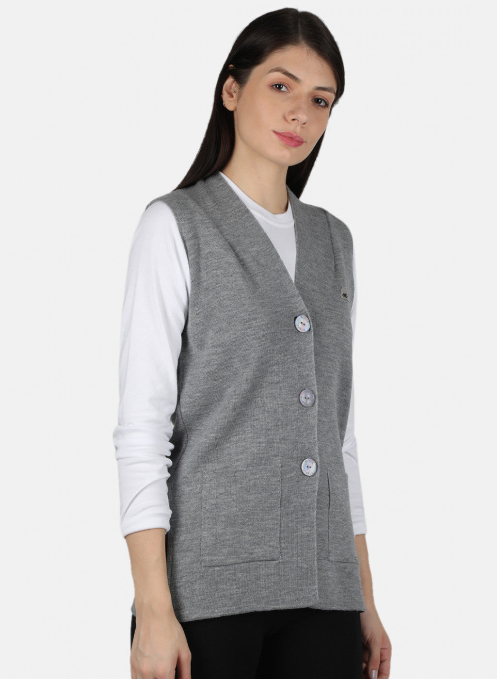 Women Grey Solid Cardigan