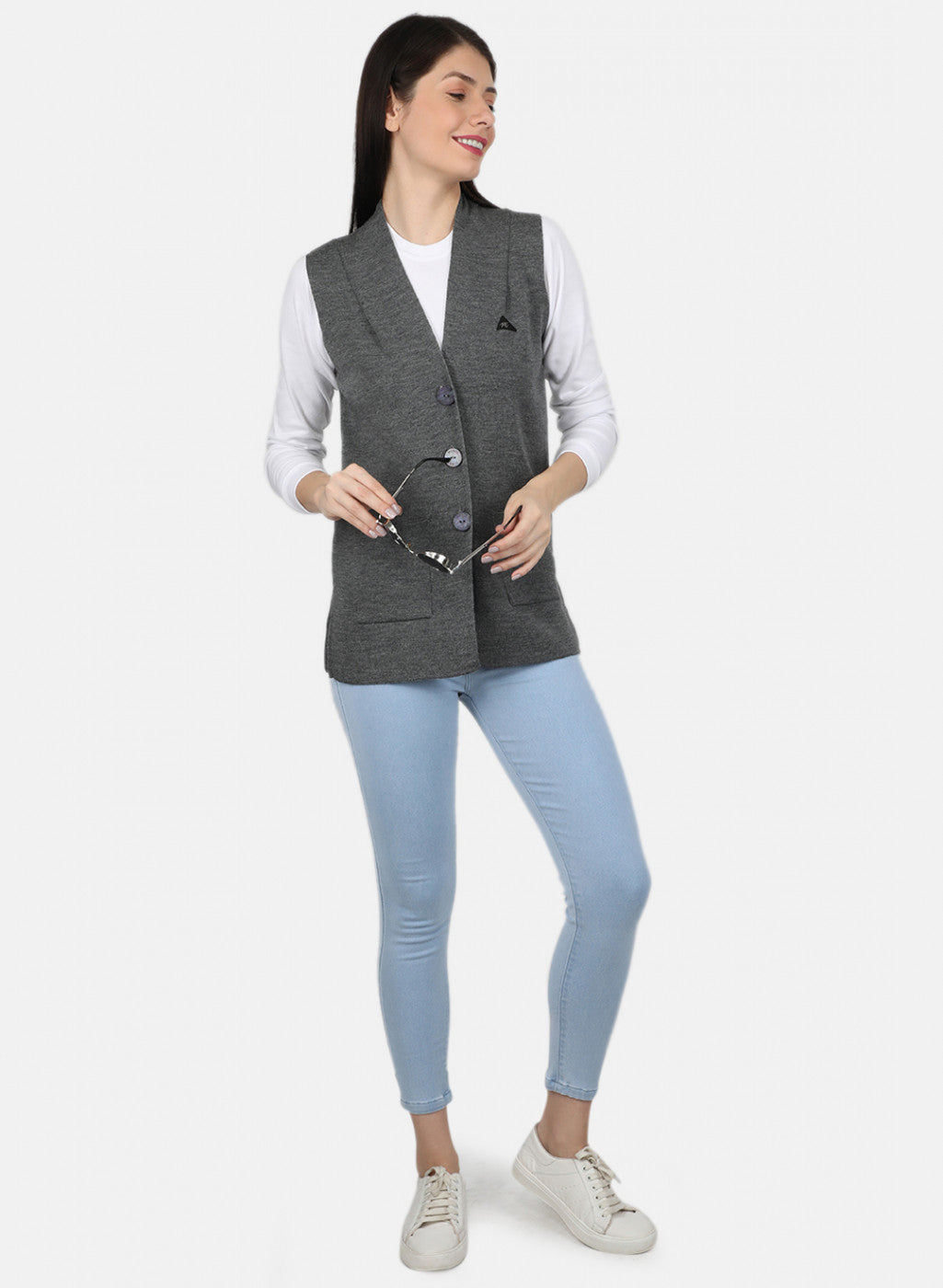 Women Grey Solid Cardigan