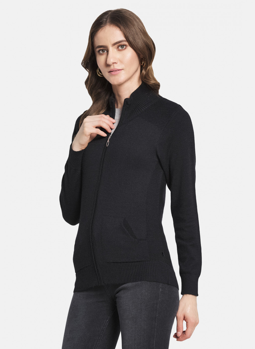 Women Black Solid Cardigan