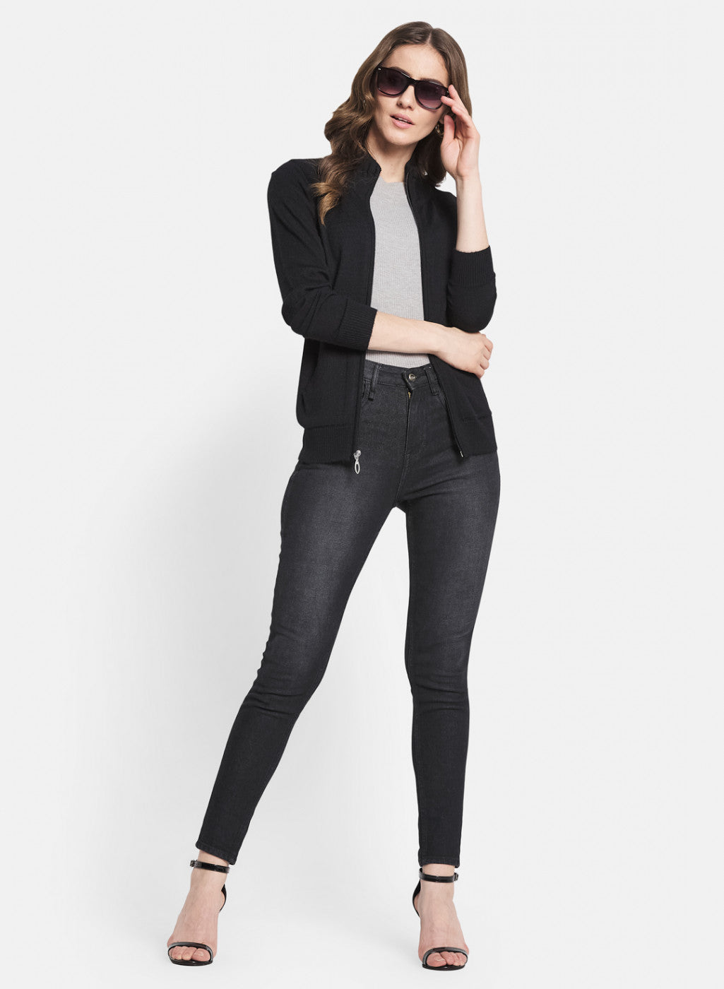 Women Black Solid Cardigan