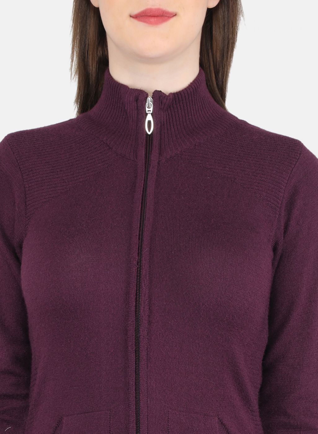 Women Purple Solid Cardigan