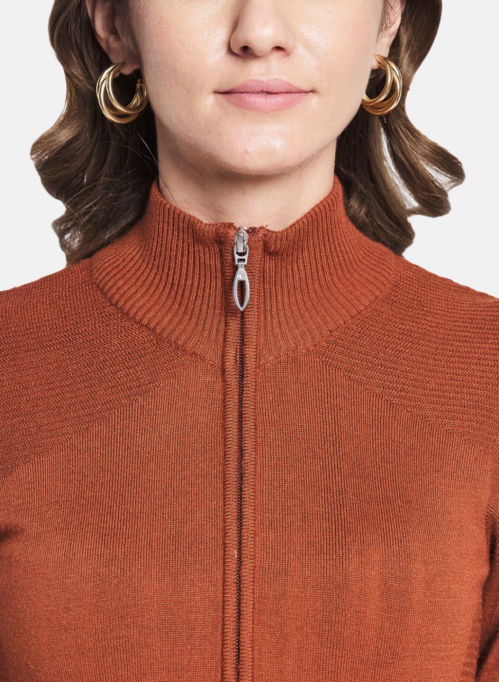 Women Rust Orange Solid Cardigan