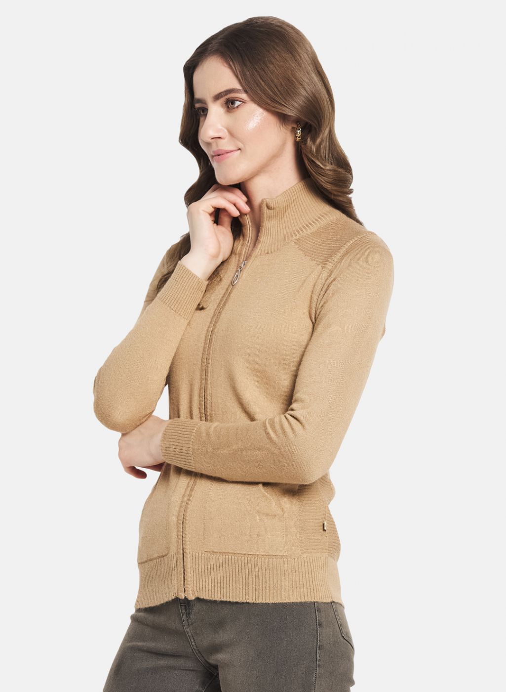 Women Brown Solid Cardigan