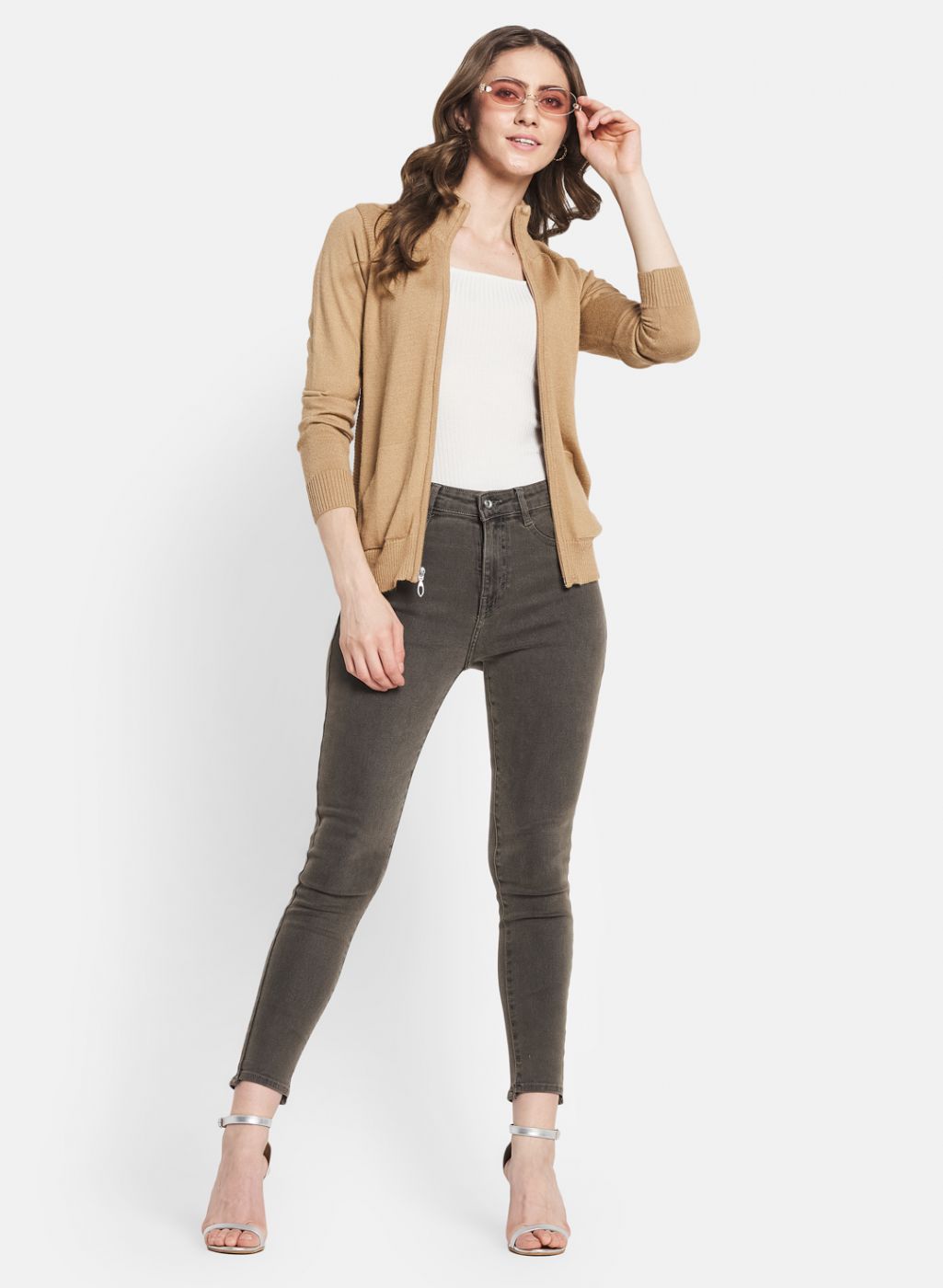Women Brown Solid Cardigan