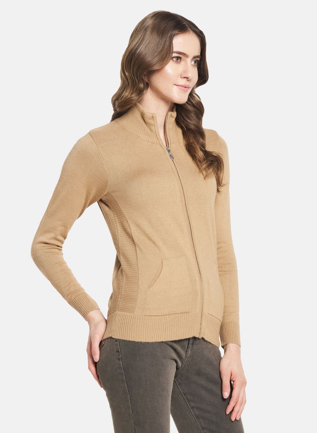 Women Brown Solid Cardigan