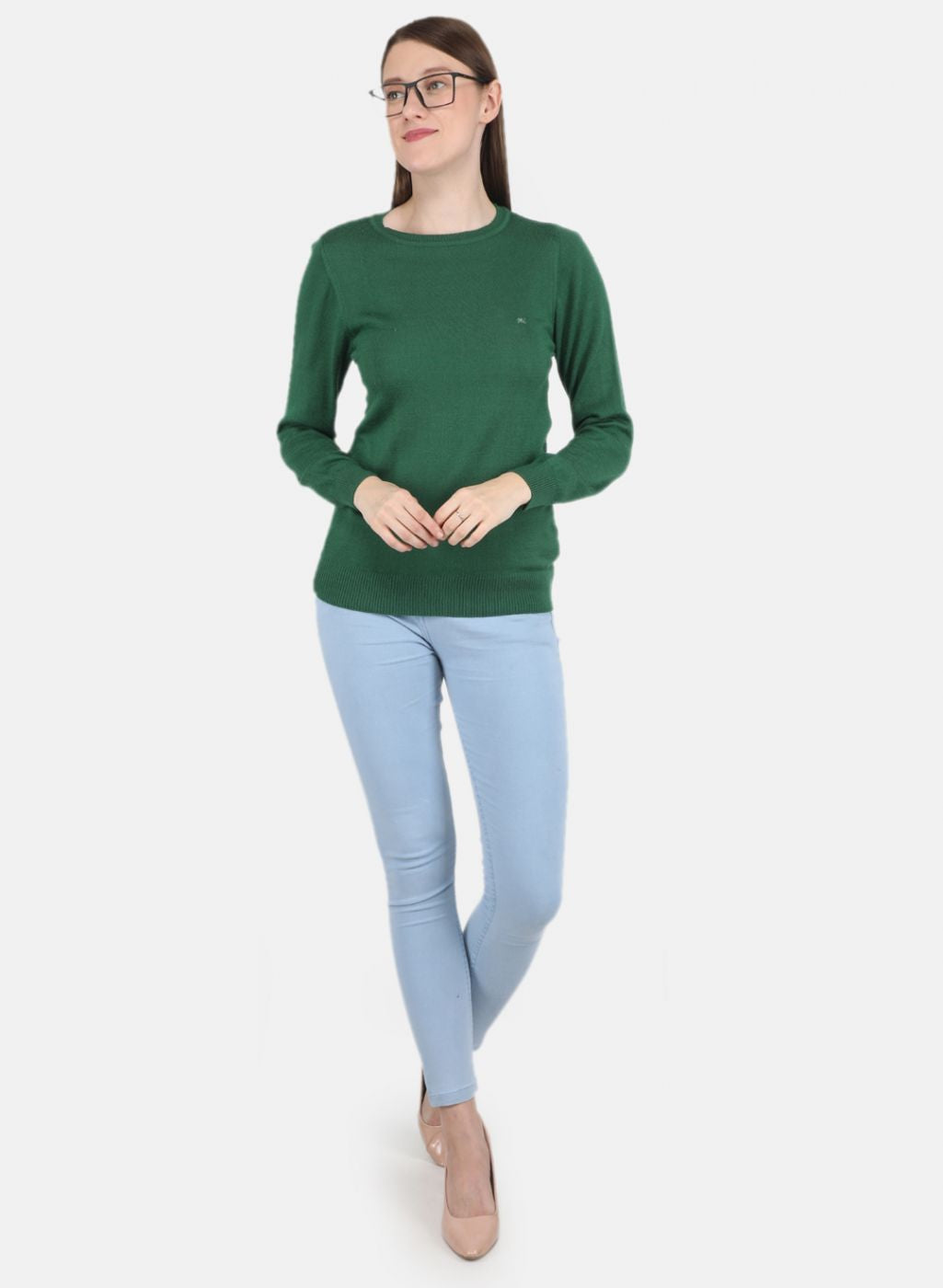 Women Green Solid Top