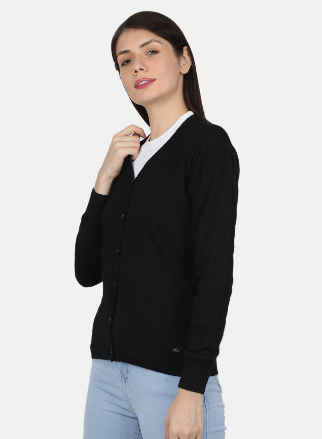 Women Black Solid Cardigan