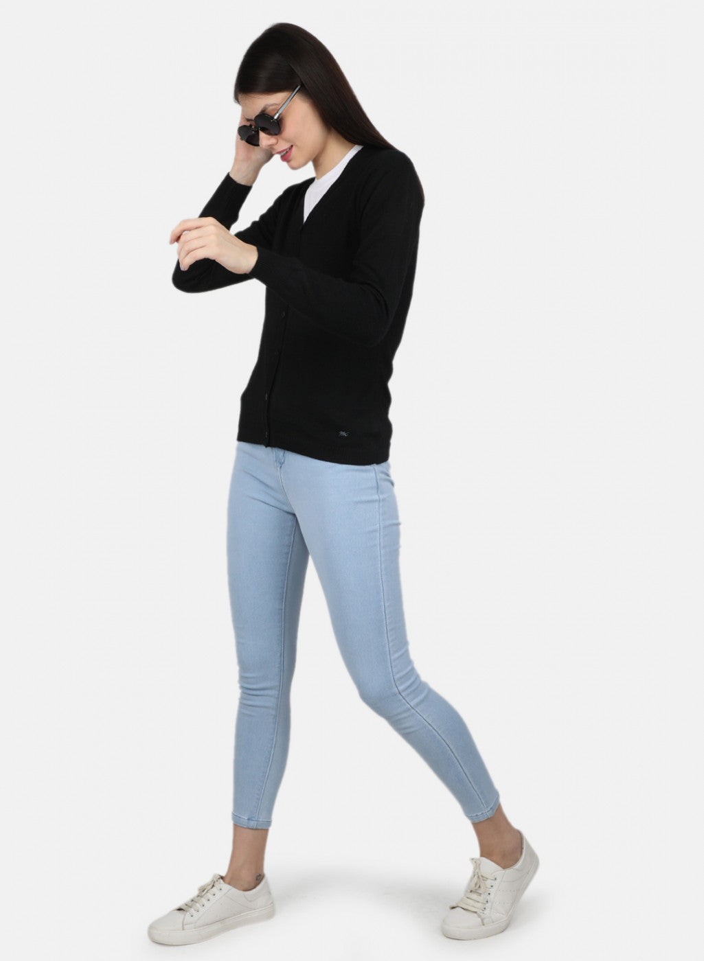 Women Black Solid Cardigan