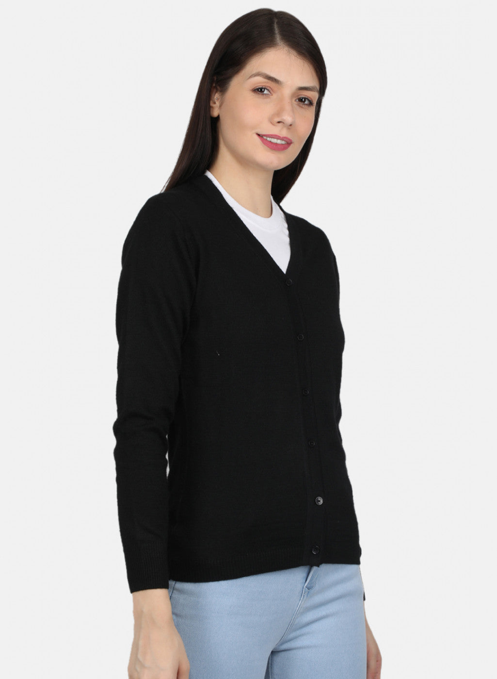 Women Black Solid Cardigan