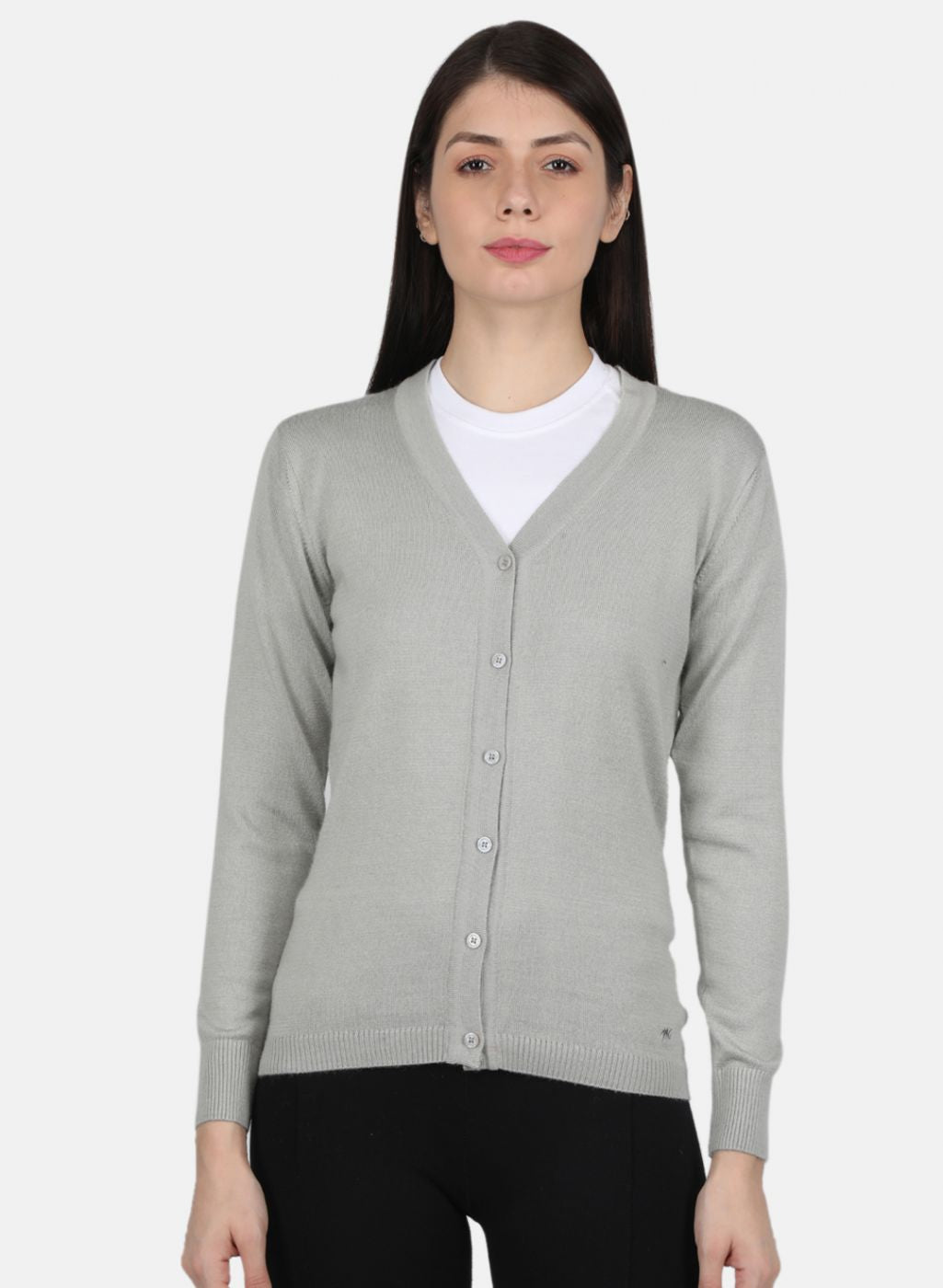 Women Grey Solid Cardigan