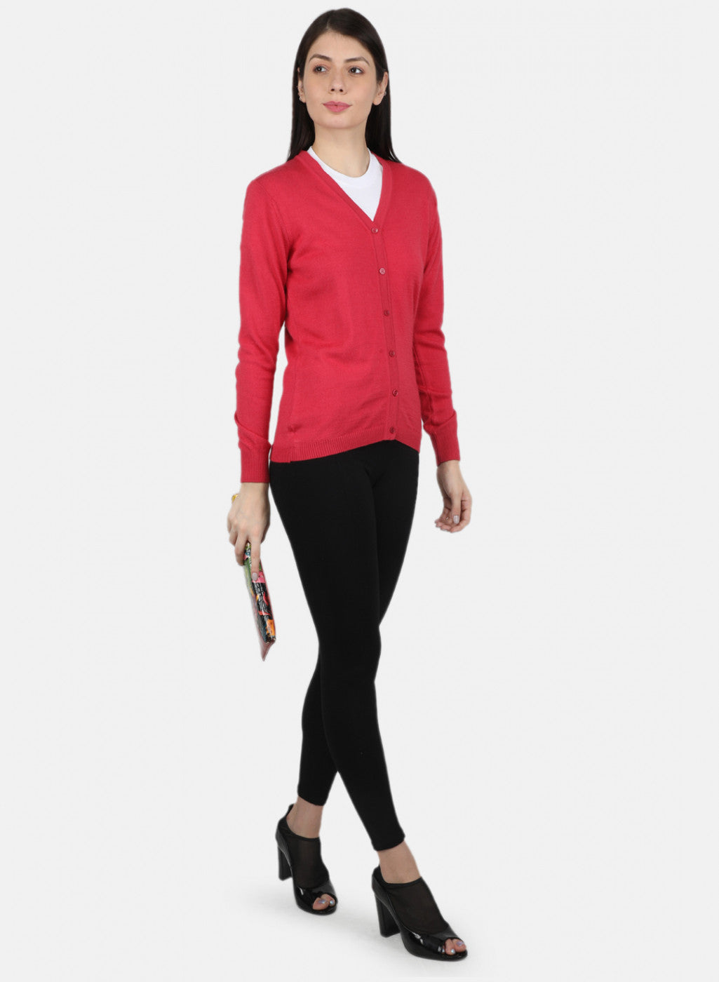 Women Pink Solid Cardigan