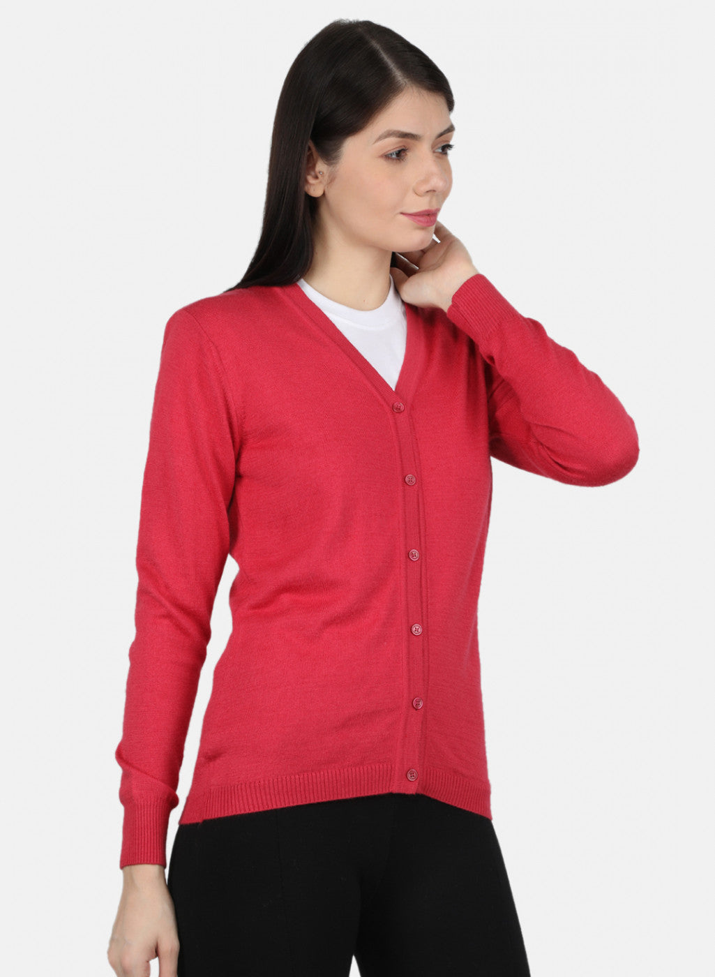 Women Pink Solid Cardigan