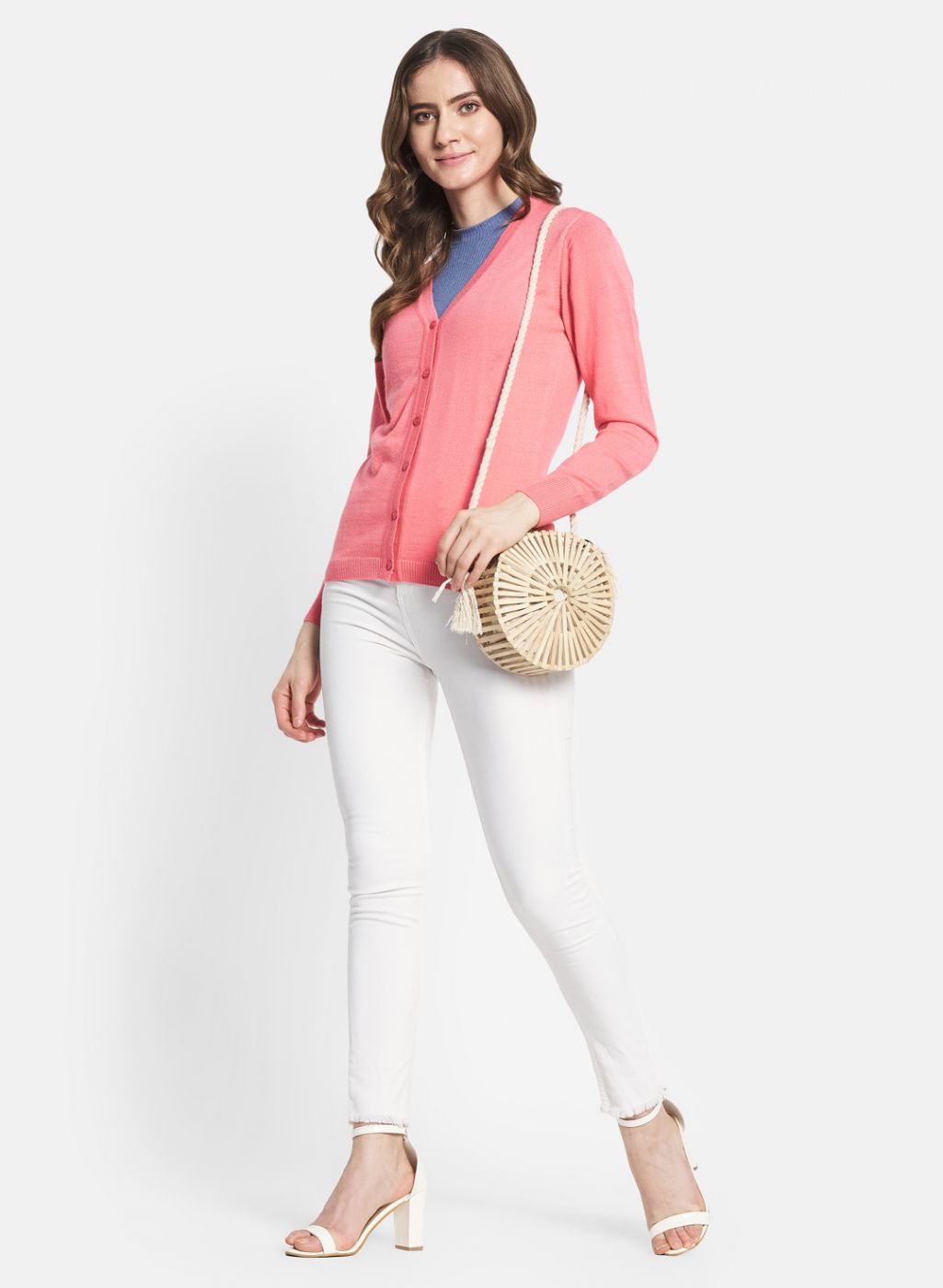 Women Red Solid Cardigan