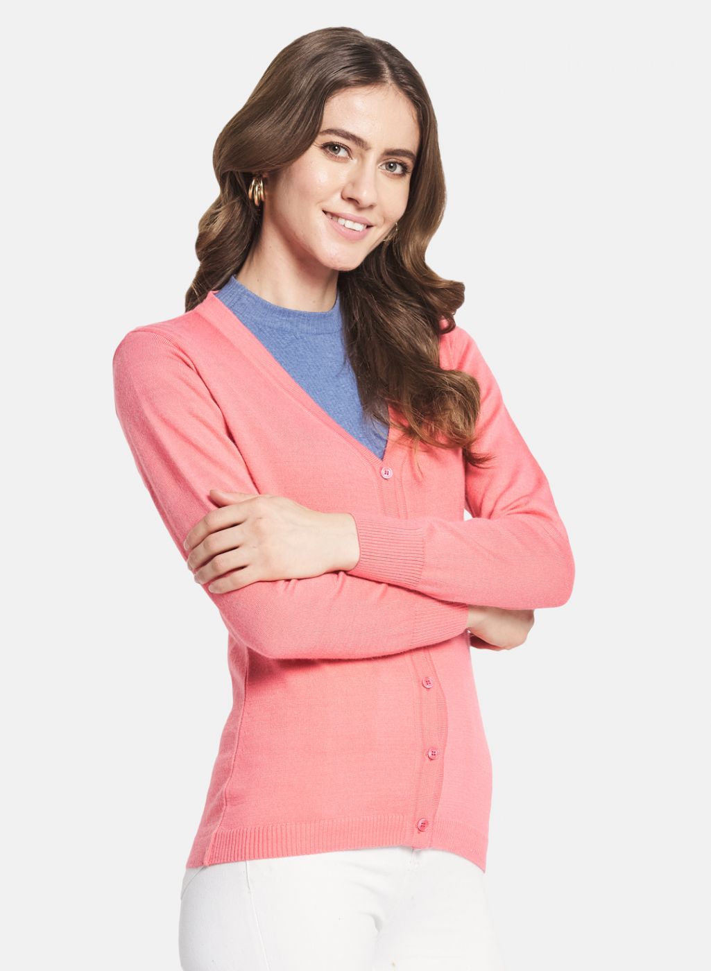 Women Red Solid Cardigan