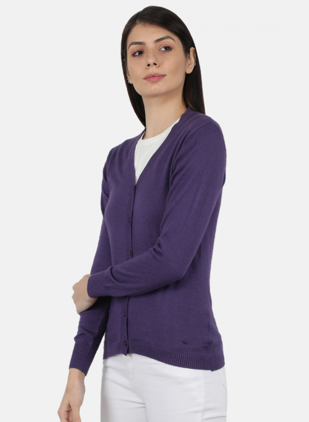 Women Purple Solid Cardigan