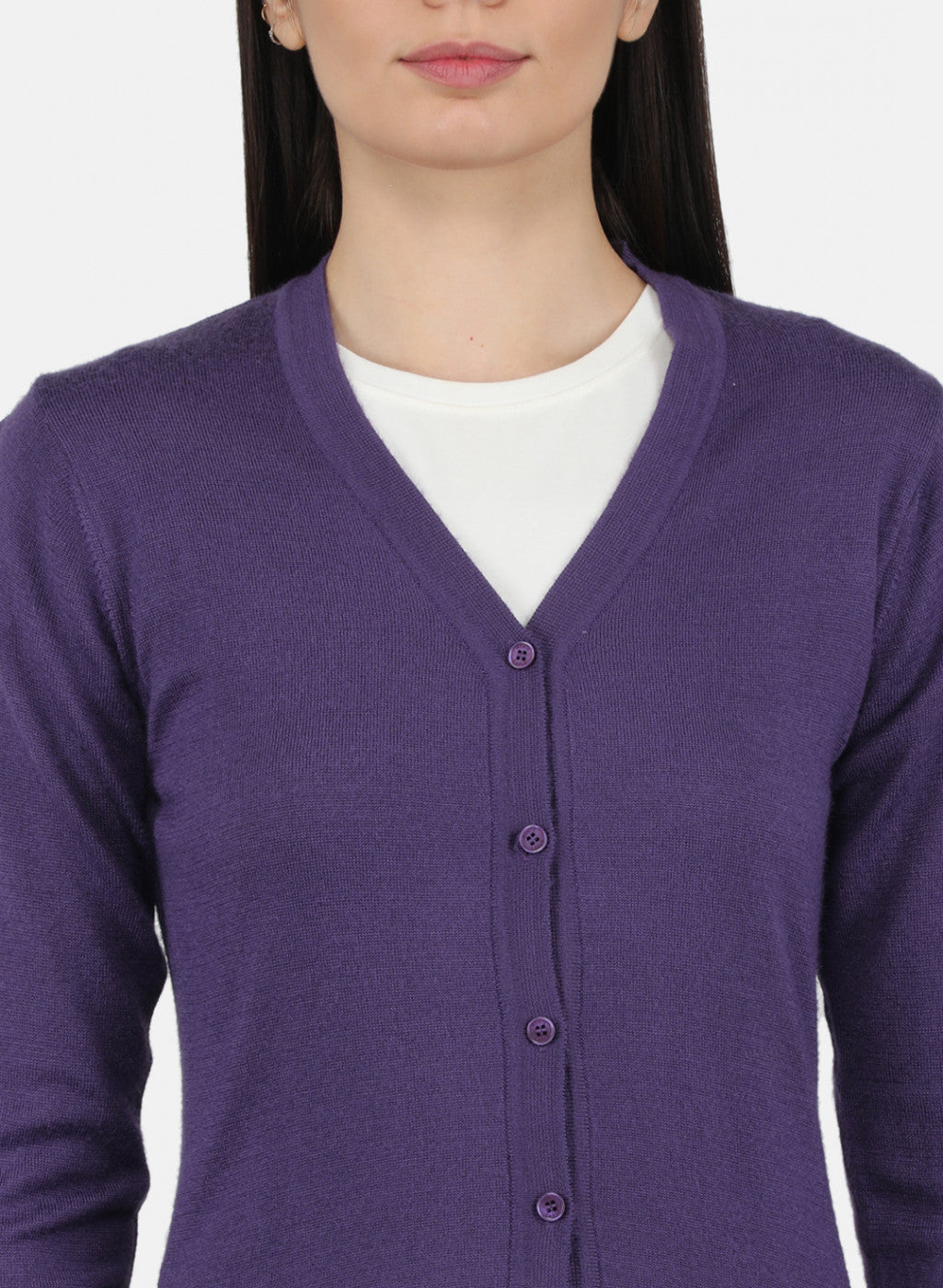 Women Purple Solid Cardigan