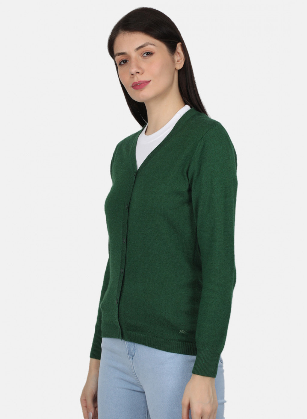 Women Green Solid Cardigan