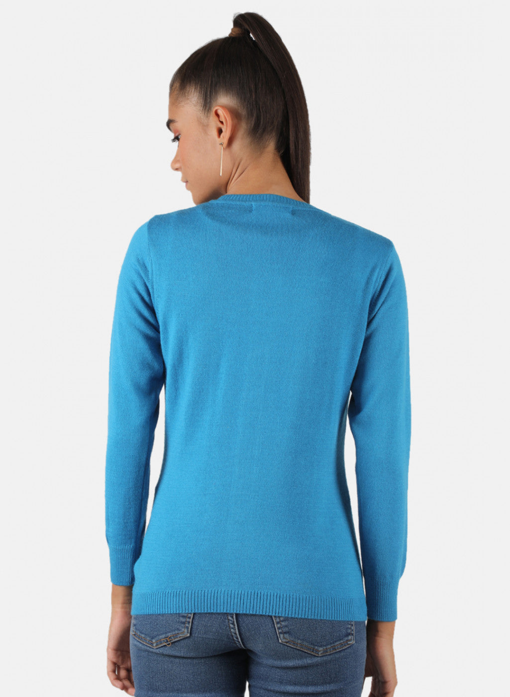 Women Blue Solid Cardigan