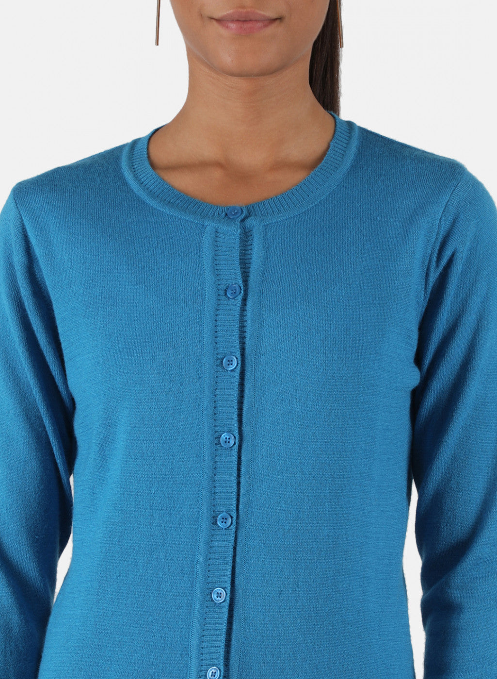 Women Blue Solid Cardigan
