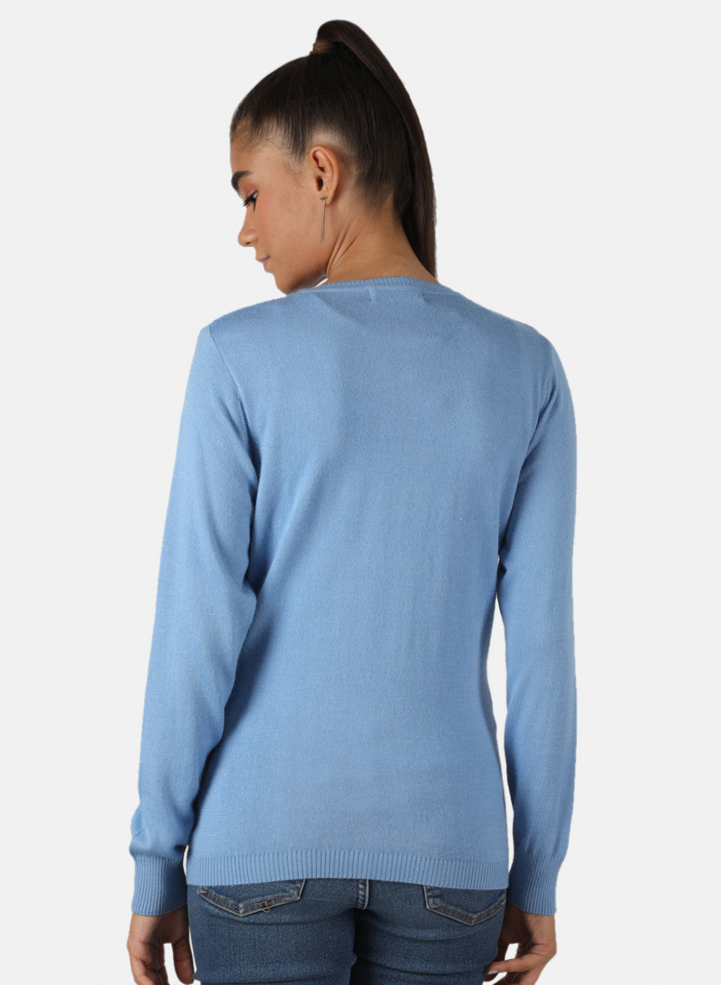 Women Blue Solid Cardigan