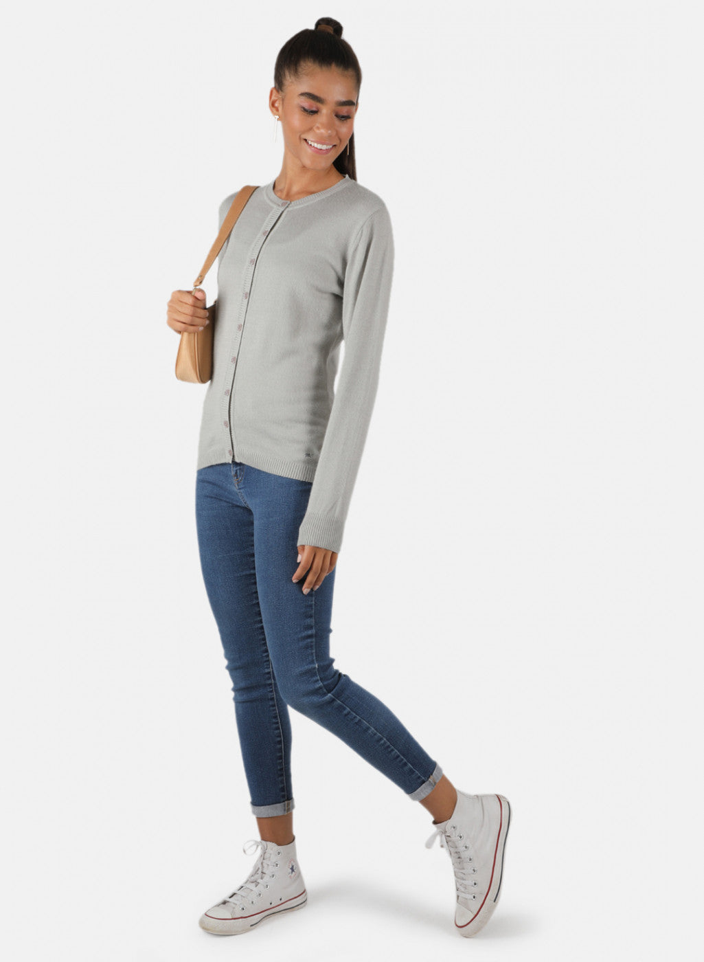Women Grey Solid Cardigan
