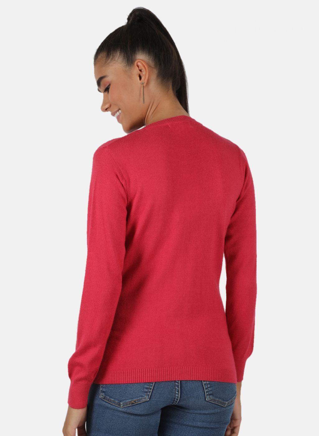 Women Pink Solid Cardigan