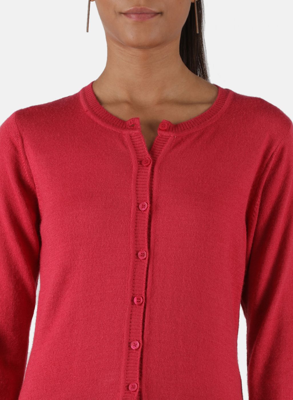 Women Pink Solid Cardigan