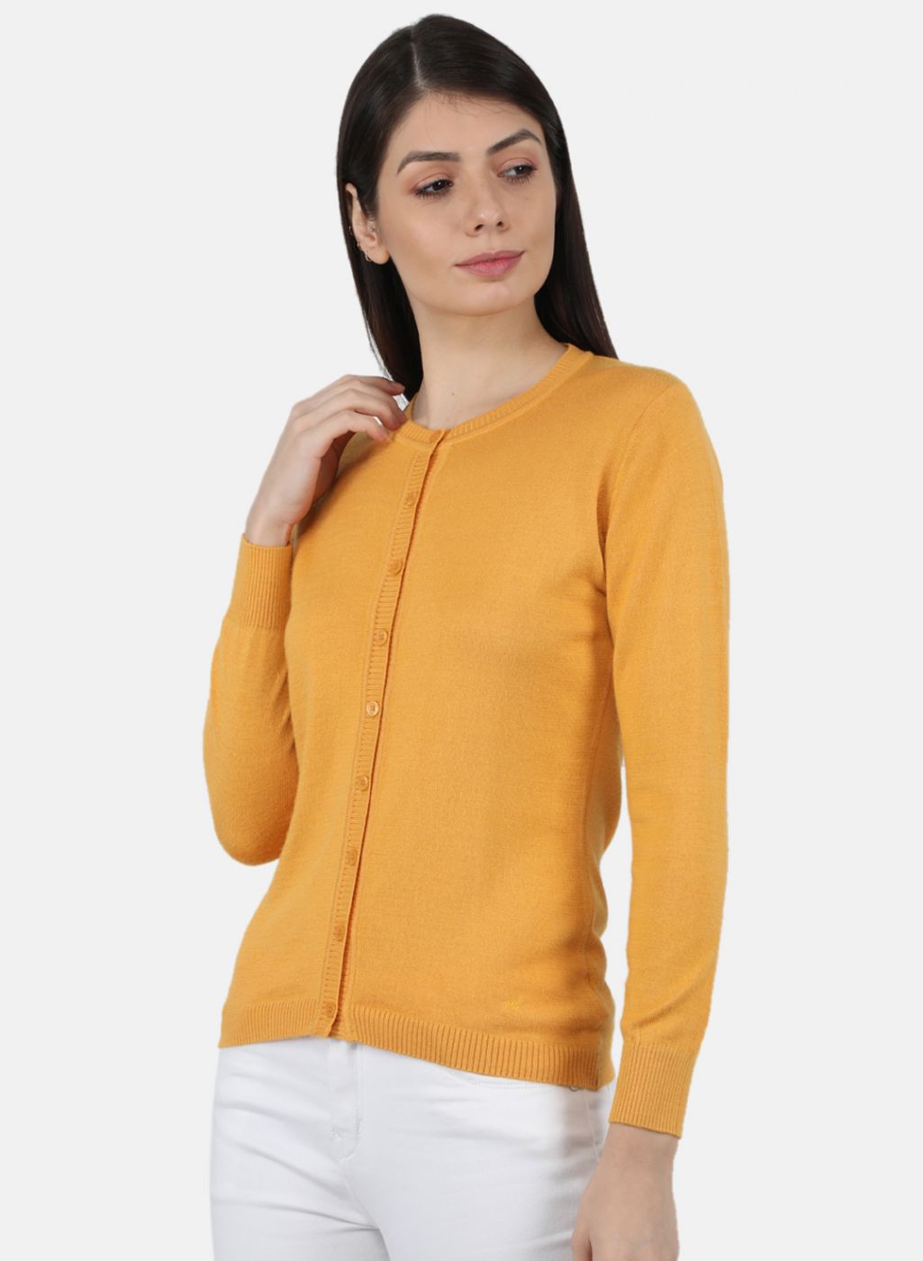Women Yellow Solid Cardigan