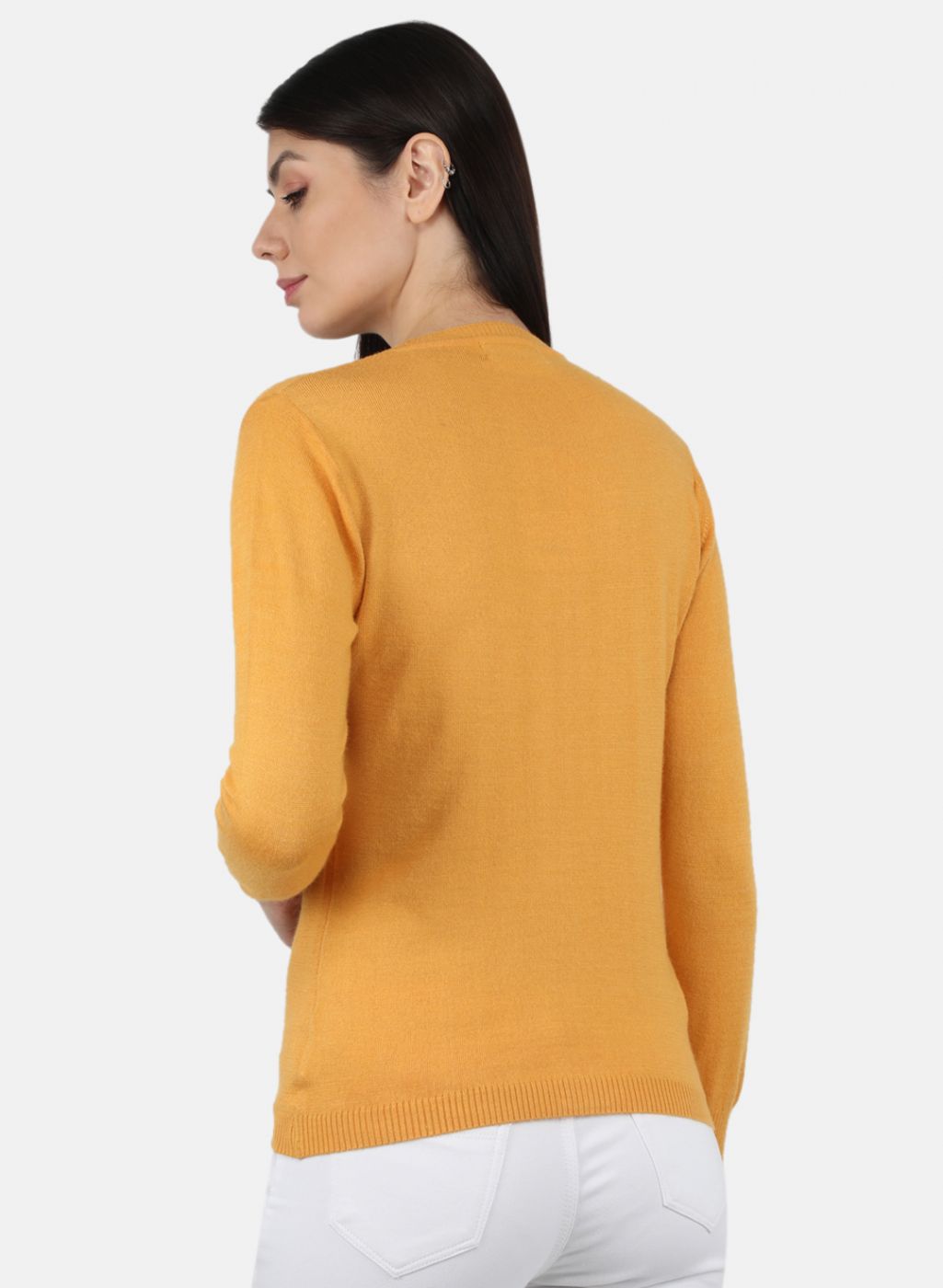 Women Yellow Solid Cardigan