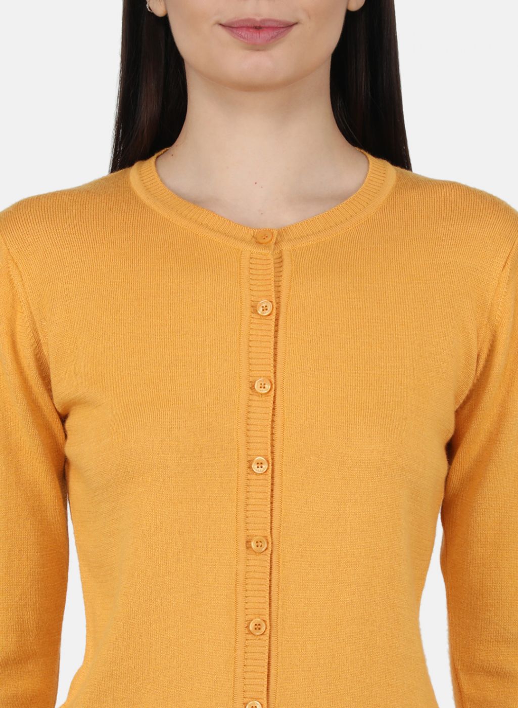 Women Yellow Solid Cardigan
