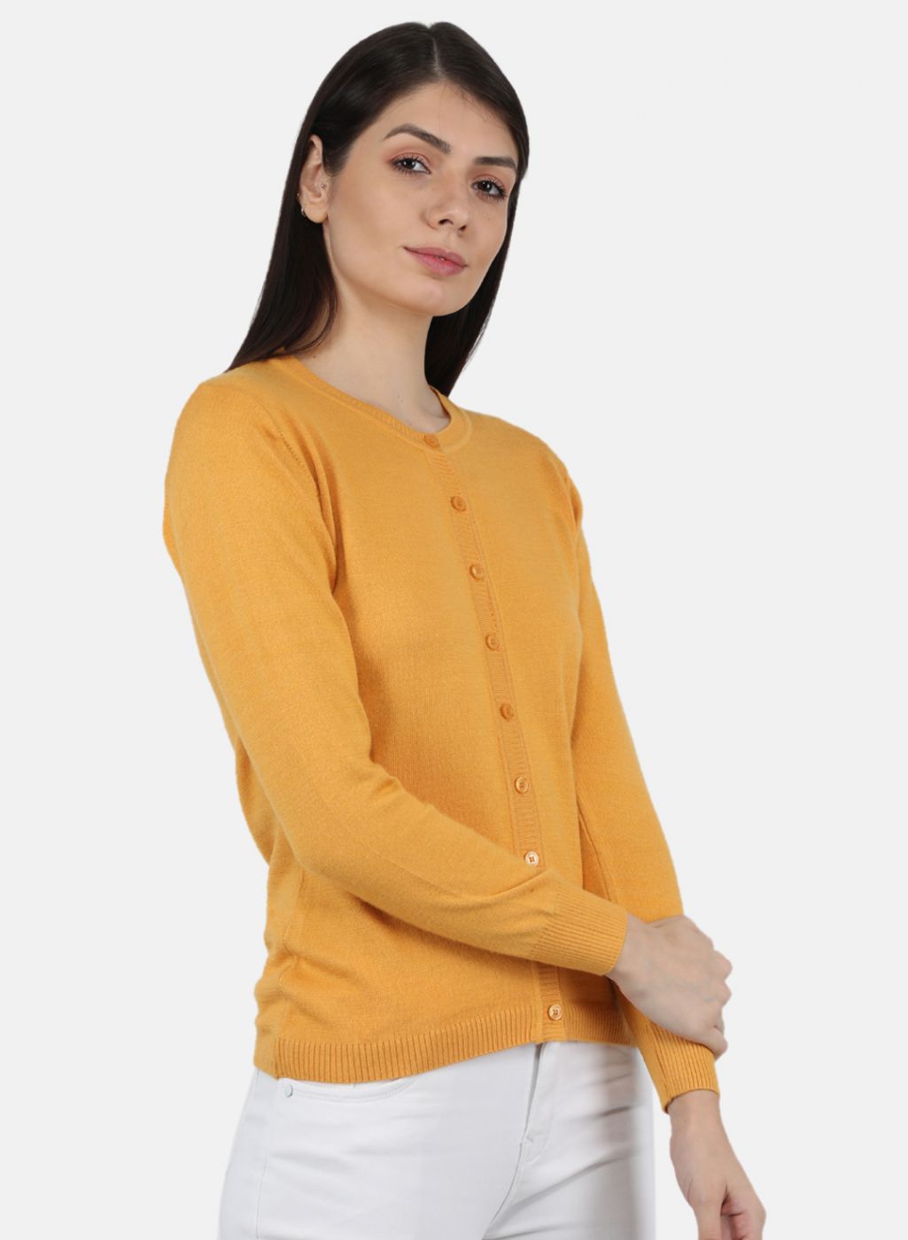 Women Yellow Solid Cardigan