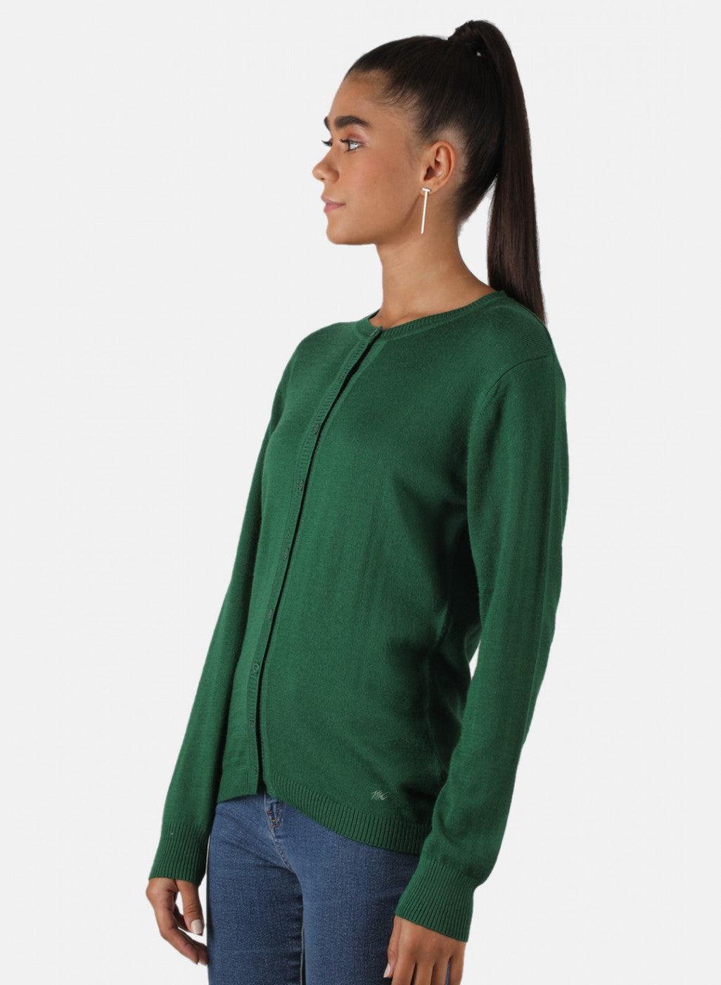 Women Green Solid Cardigan