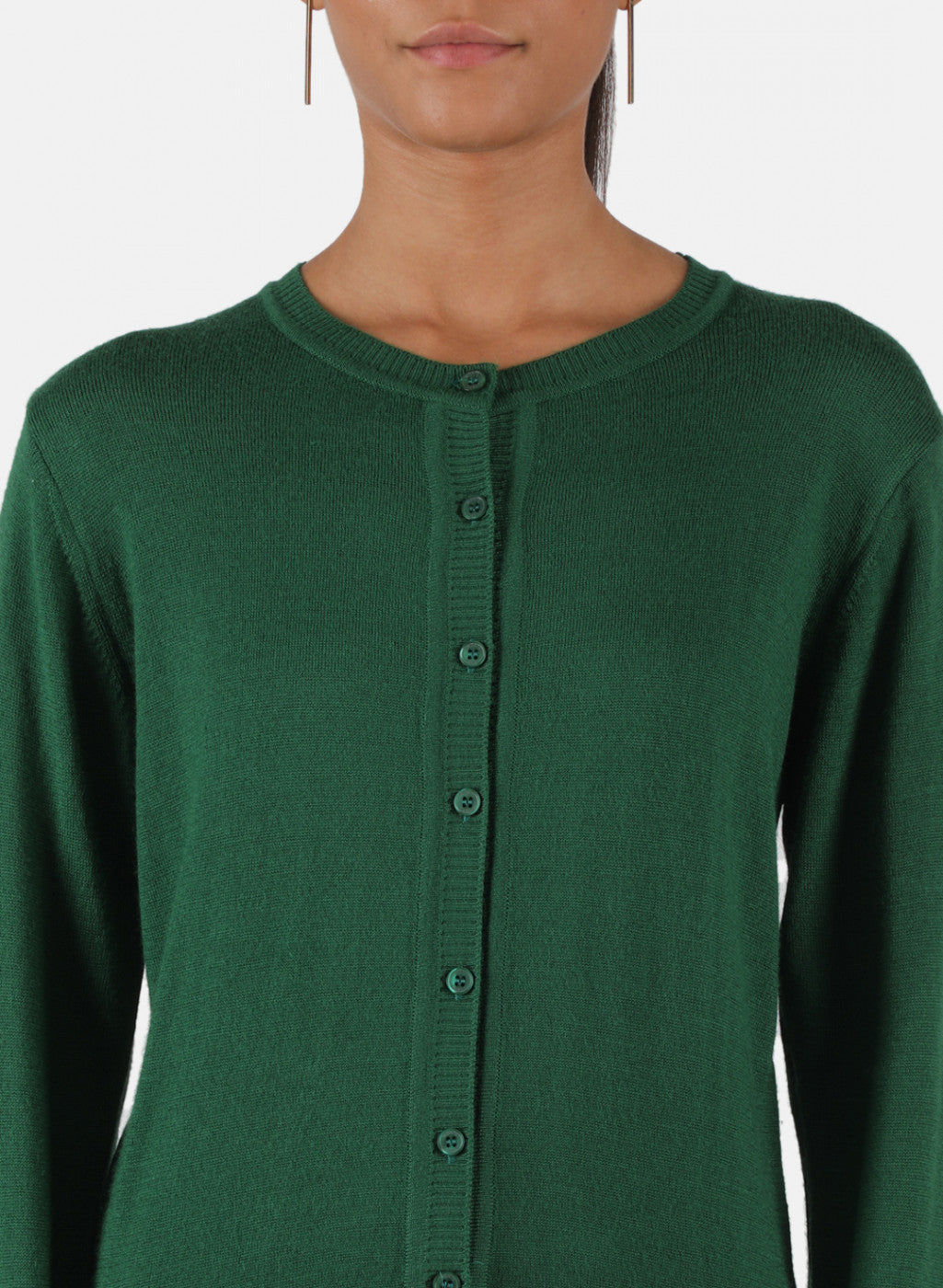 Women Green Solid Cardigan
