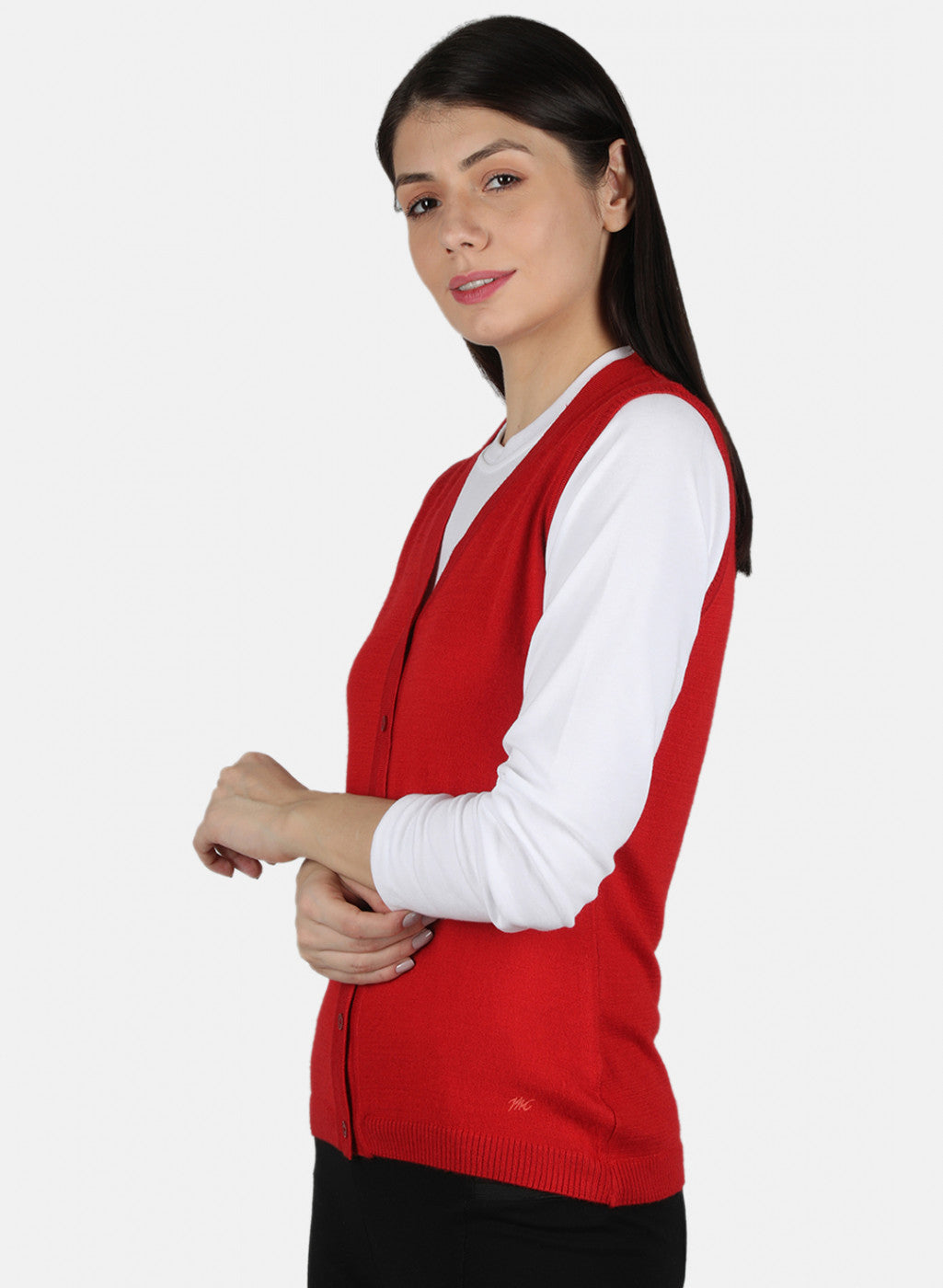 Women Red Solid Cardigan