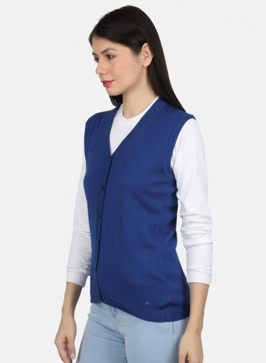 Women Blue Solid Cardigan