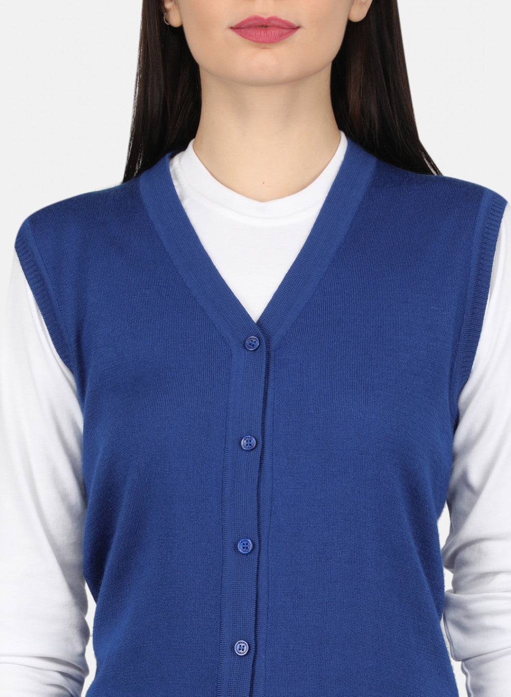 Women Blue Solid Cardigan